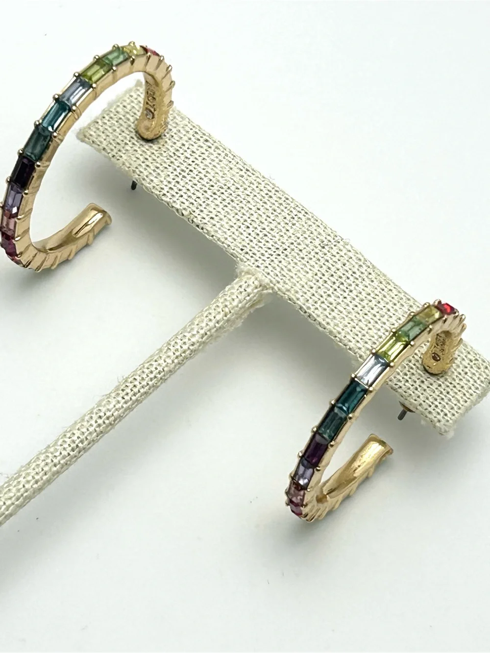J. Crew Rainbow Baguette Hoop Earrings